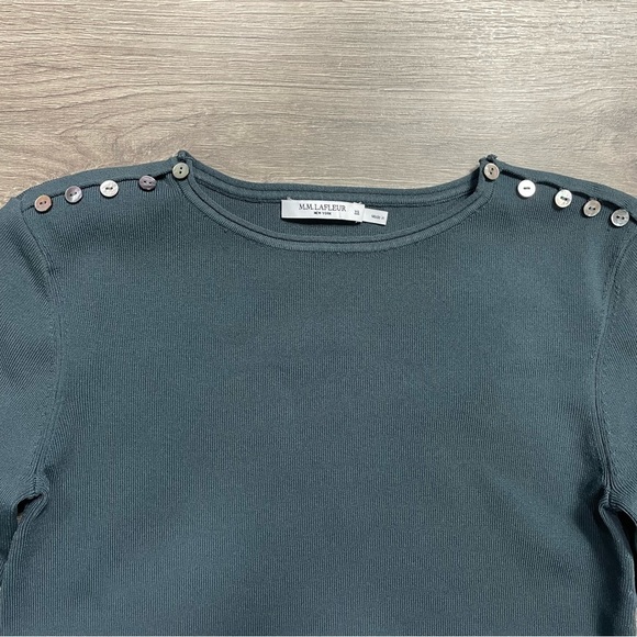 M.M Lafleur Malin Top Jardigan Knit‎ Sweater Deep Sea Green Sz XS - Picture 2 of 9